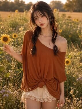 Pumpkin Spice + Spiced Cider Sunsets slouchy oversized drapey tunic tee